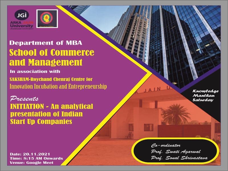 Initiation- An Analytical Presentation of Indian Start Up Companies