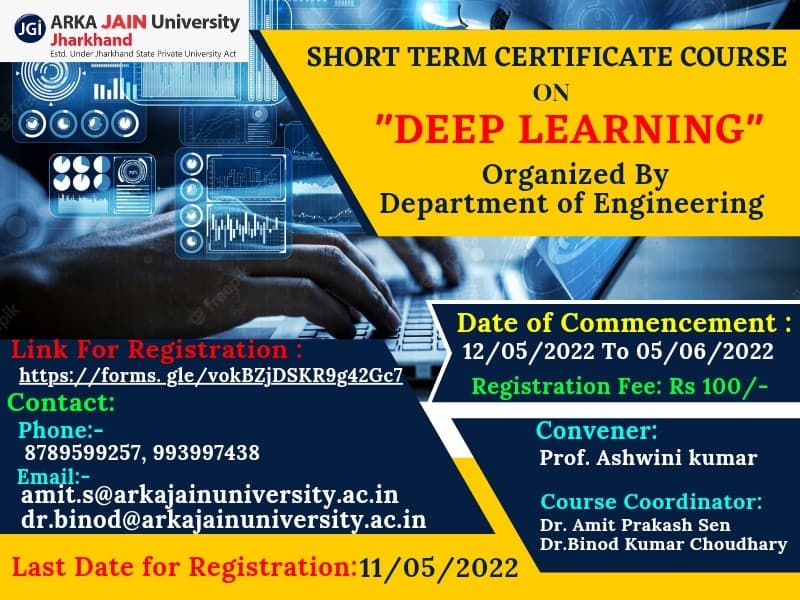 Short Term Certification Course on Deep Learning