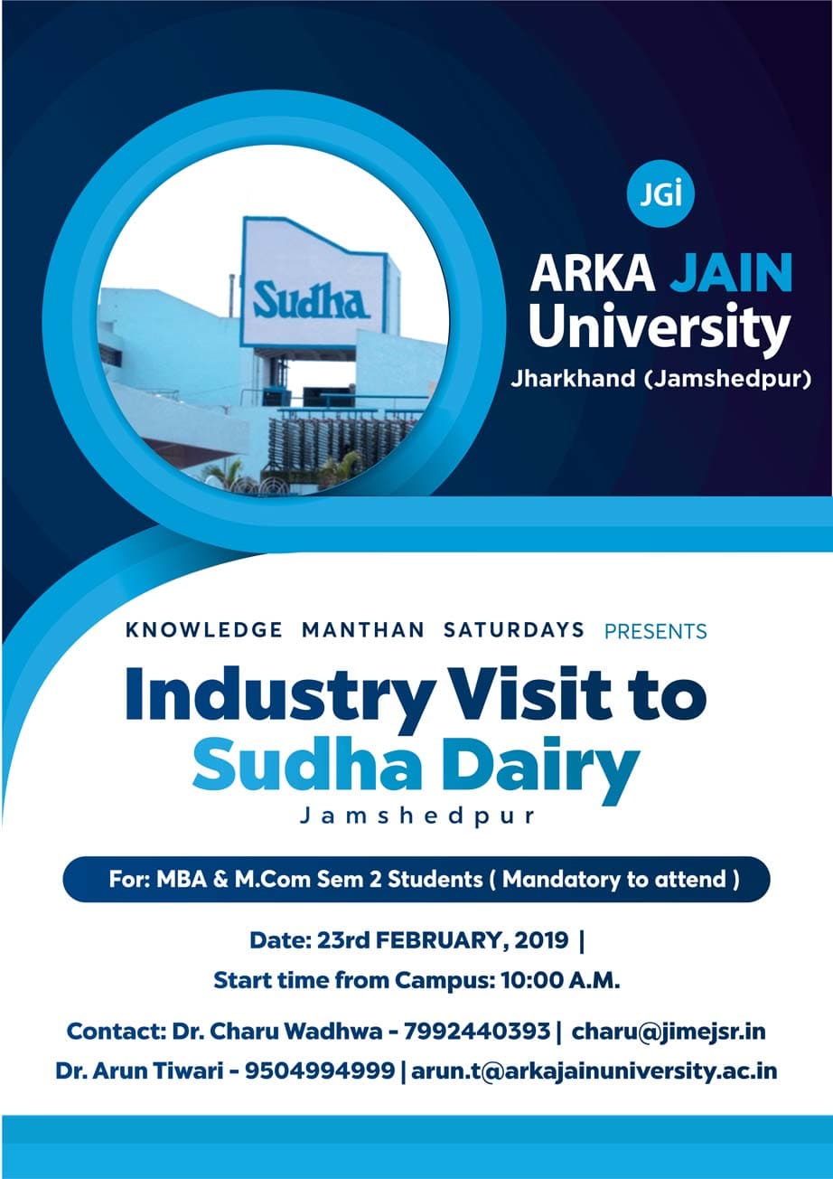 Industry Visit to Sudha Dairy 23rd Feb 2019