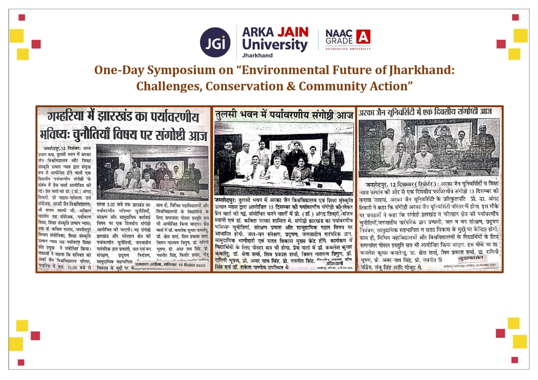 One-Day Symposium on “Environmental Future of Jharkhand: Challenges, Conservation & Community Action”