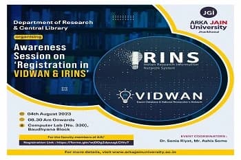 Awareness Session on ‘Registration in VIDWAN and IRINS’