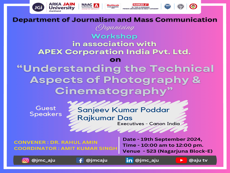 workshop on “Understanding the Technical Aspects of Photography & Cinematography”