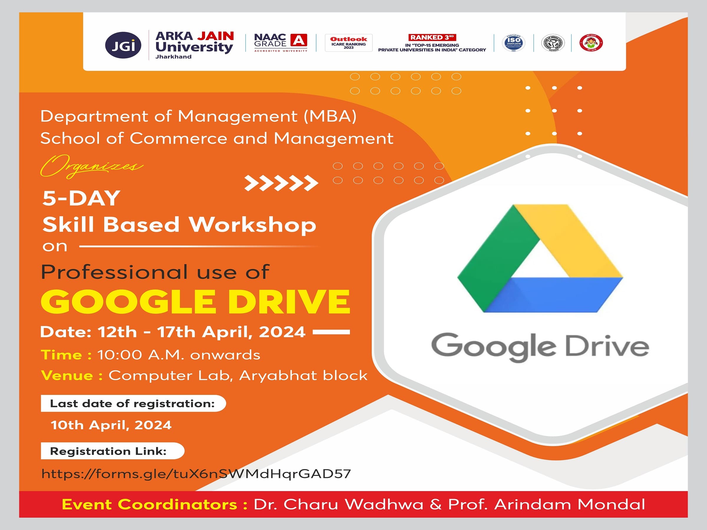 5-Day Skill-Based Workshop on Professional Use of Google Drive