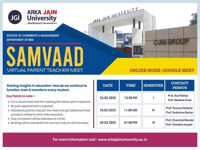 Samvaad Virtual Parent Teacher Meet BBA