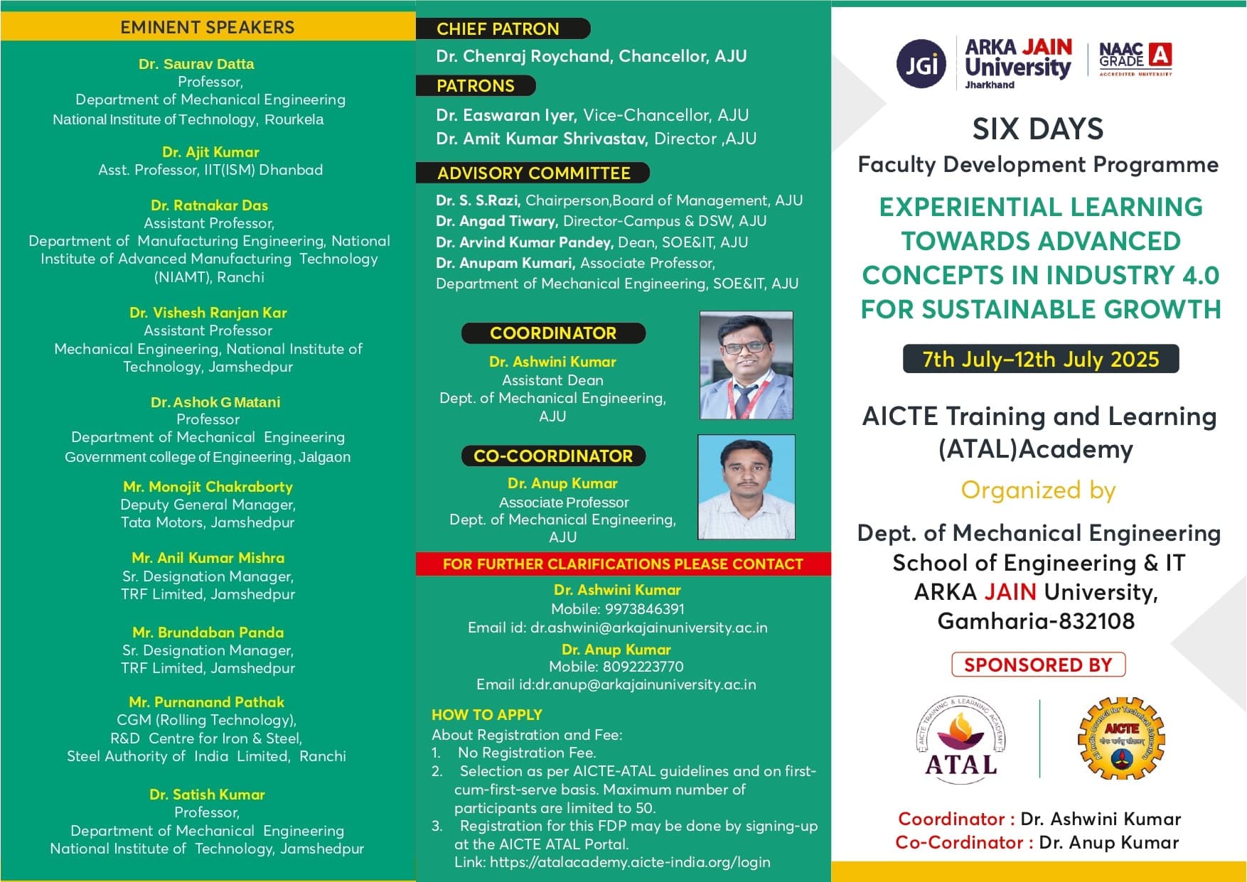 Six Days FDP In Experiential Learning Towards Advanced Concepts In Industry 4.0 For Sustainable Growth