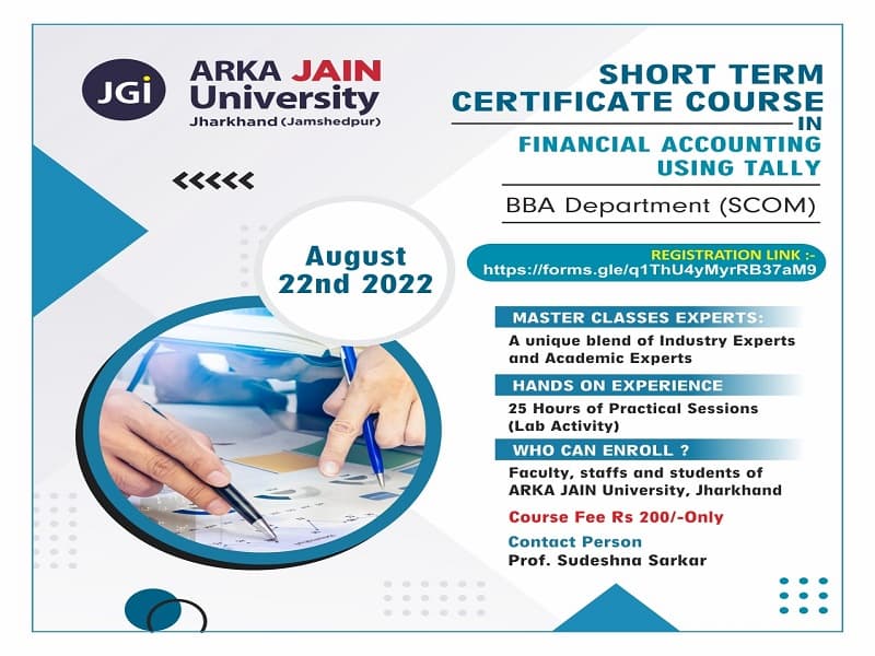 Short Term Certification Course in Financial Accounting Using Tally
