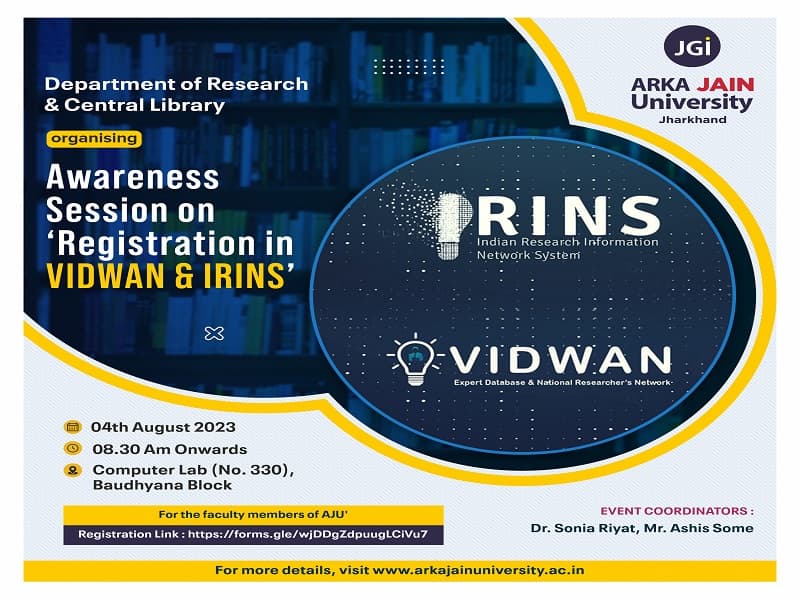 Awareness Session on Registration in VIDWAN & IRINS