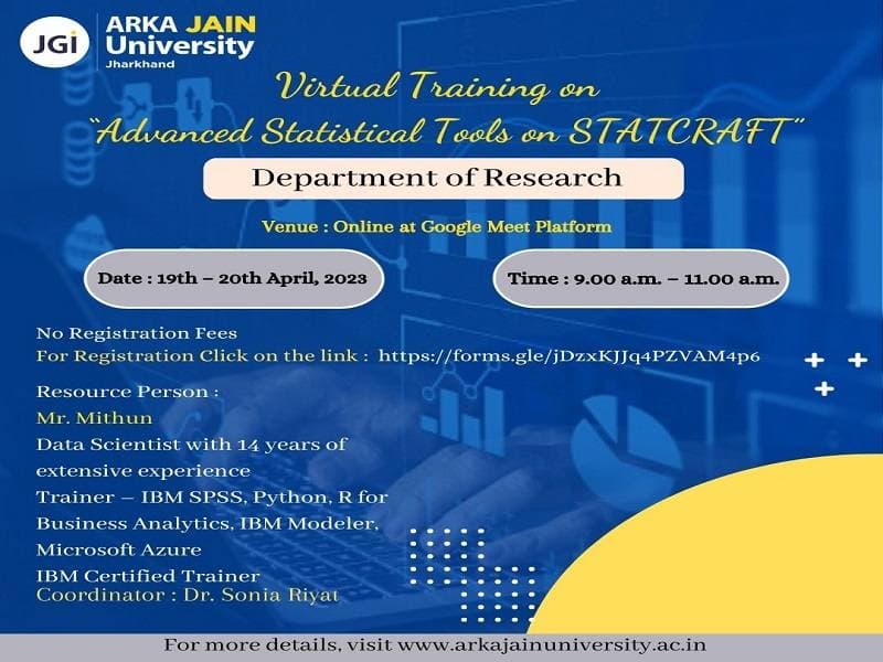 Virtual training On “Advanced Statistical Tools On Statcraft”