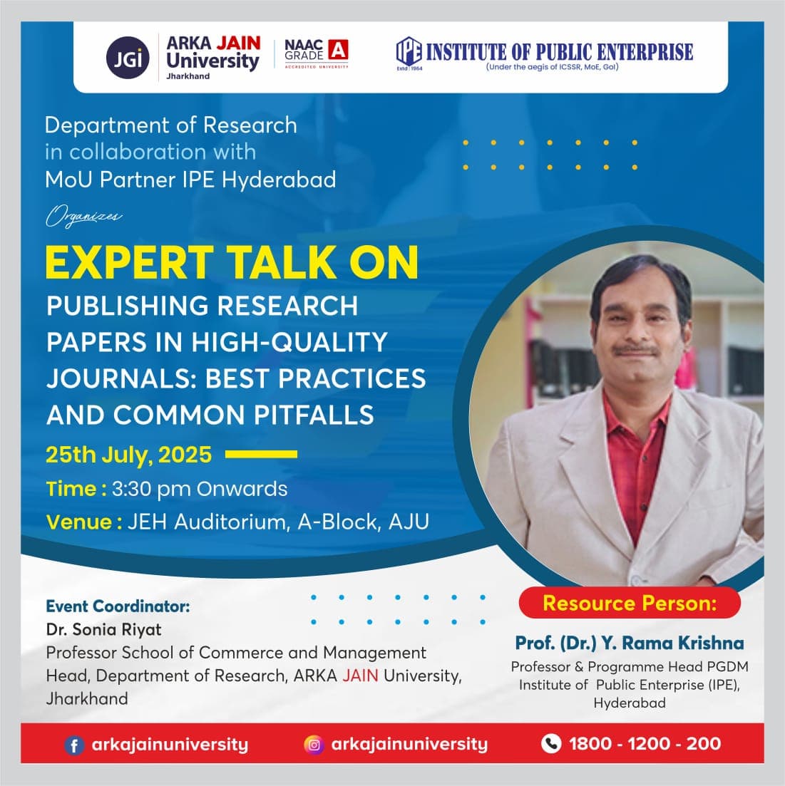 Expert Talk on Publishing Research Papers in High-Quality Journals: Best Practices and Common Pitfalls