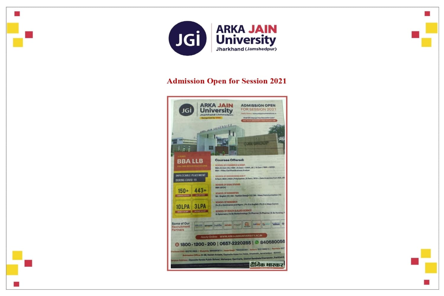 Admission Open for Session 2021