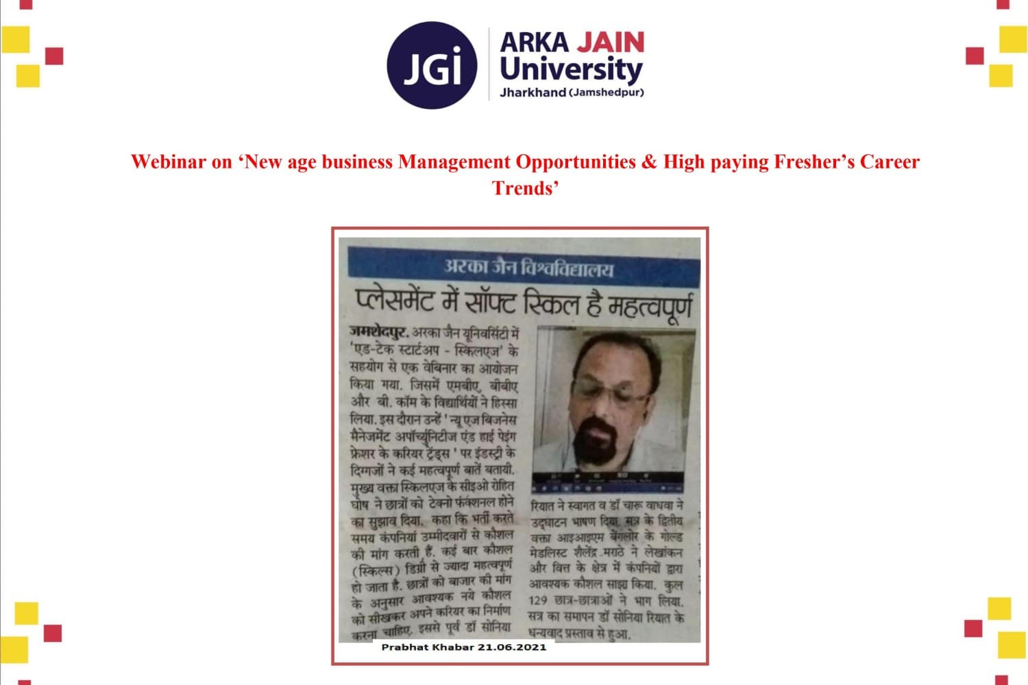 Webinar on ‘New age business Management Opportunities & High paying Fresher’s Career Trends’