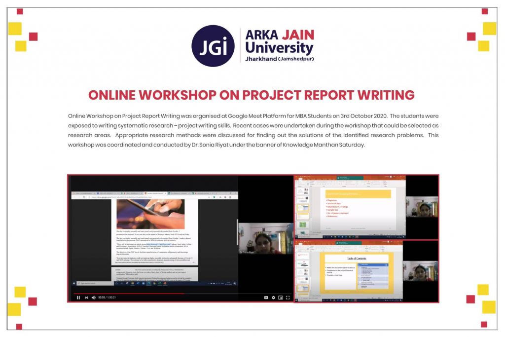 Workshop on Project Report Writing – ARKA JAIN UNIVERSITY
