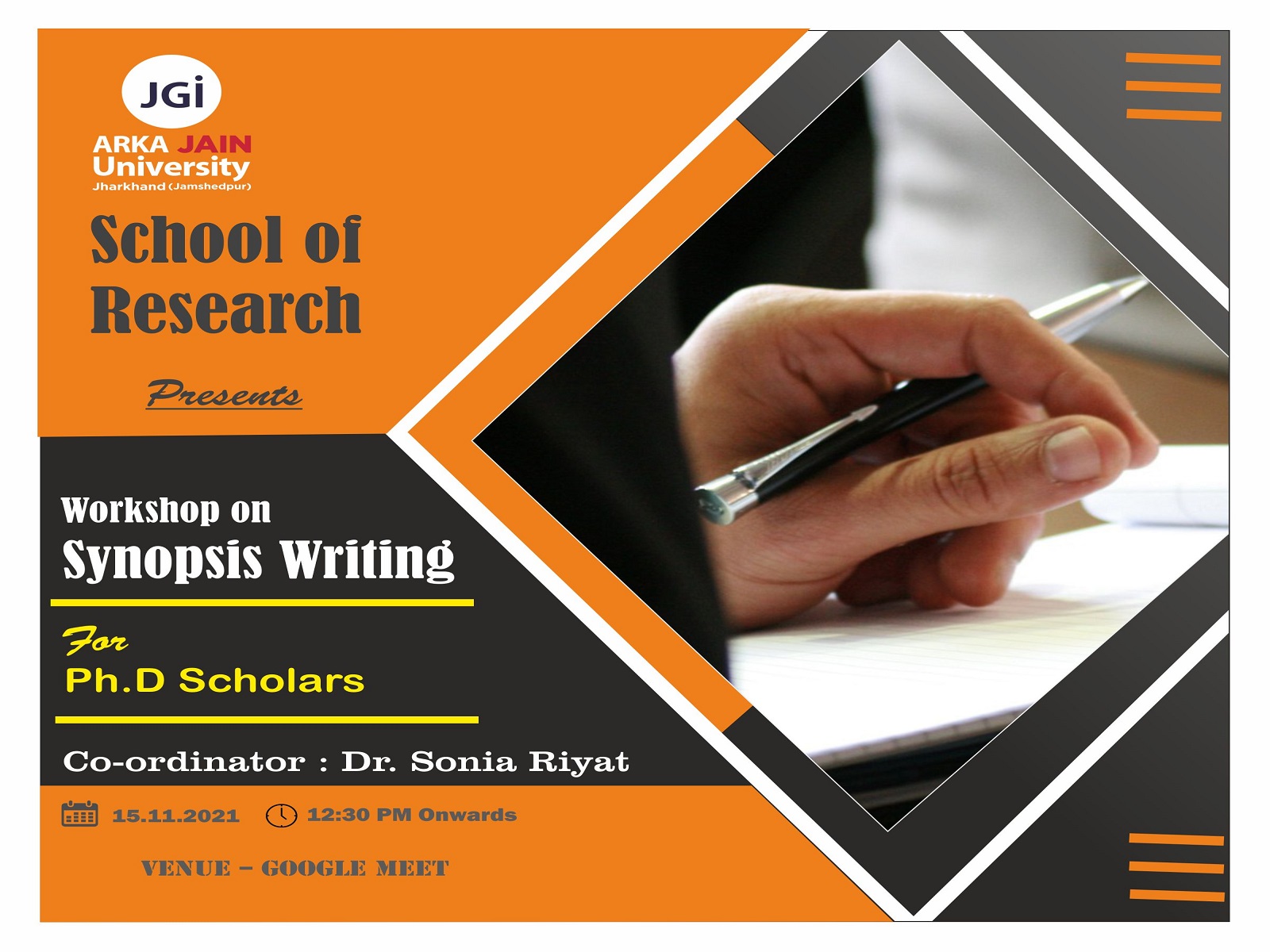 Workshop on Synopsis Writing – ARKA JAIN UNIVERSITY
