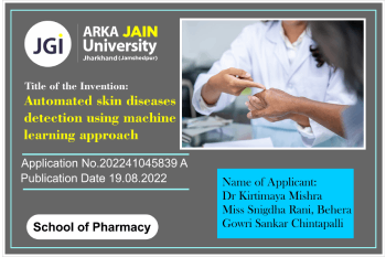 Automated Skin Diseases Detection Using Machine Learning Approach, Published In Indian Patent Office Journal