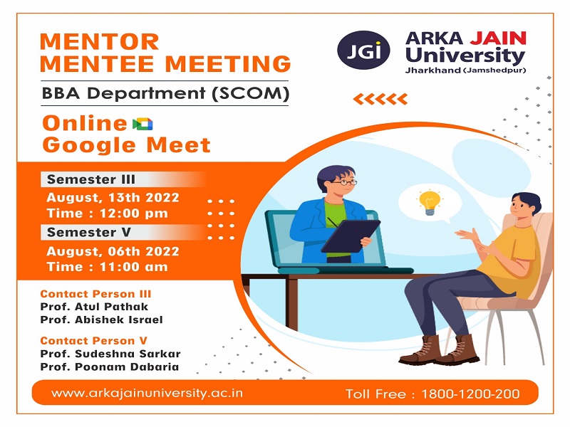 Mentor Mentee Meeting BBA – ARKA JAIN UNIVERSITY
